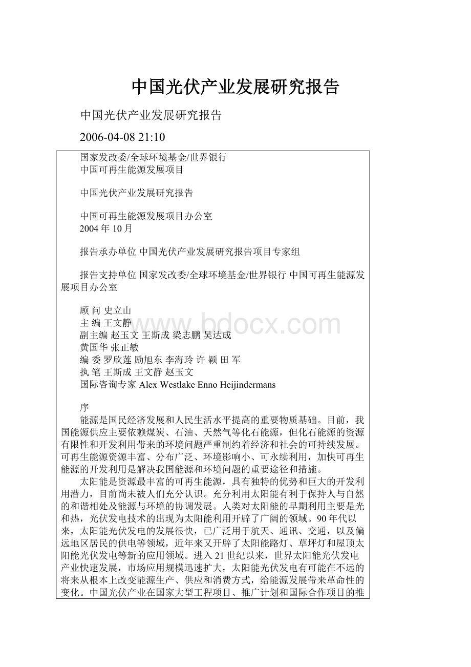 中国光伏产业发展研究报告文档格式.docx_第1页