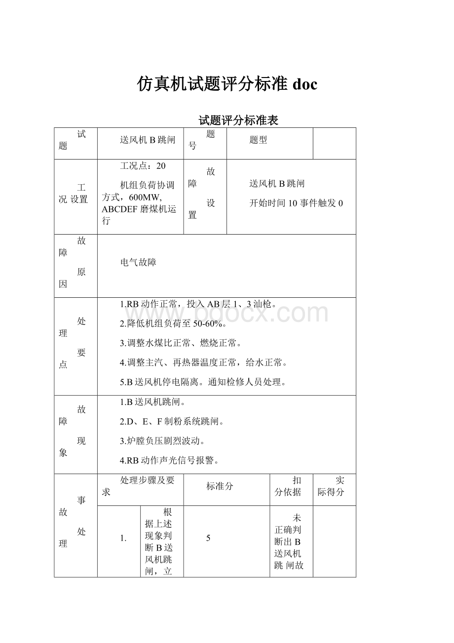 仿真机试题评分标准docWord文档下载推荐.docx_第1页