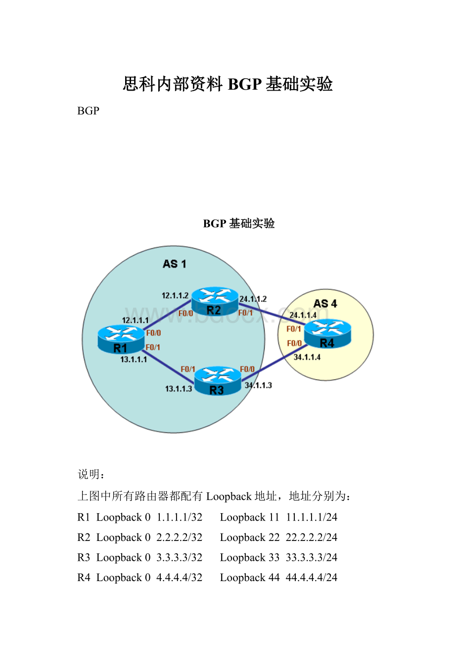 思科内部资料BGP基础实验.docx