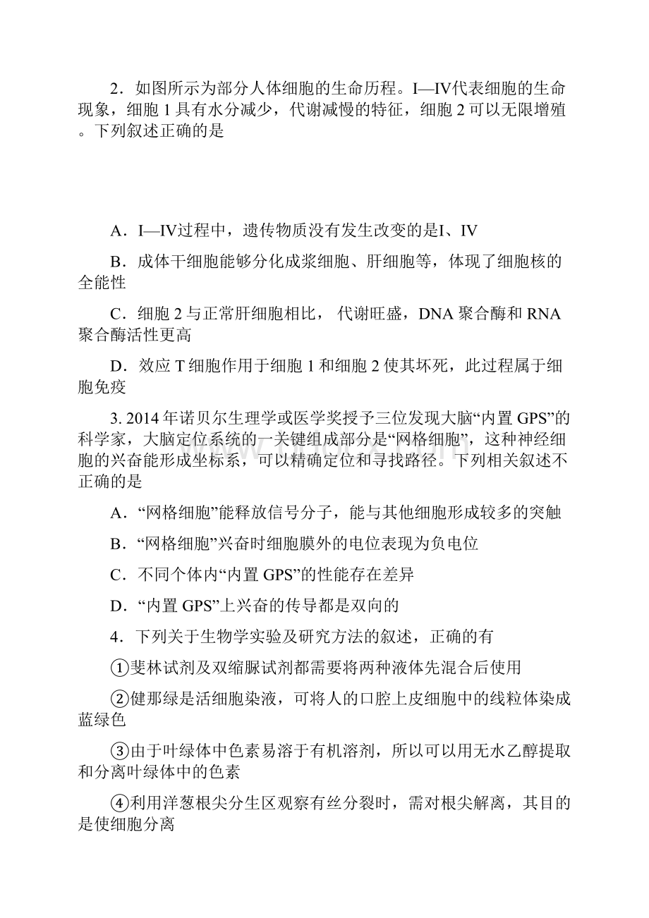 山师附中打靶题山东省山师附中届高三最后打靶题理综 Word版试题及答案.docx_第2页