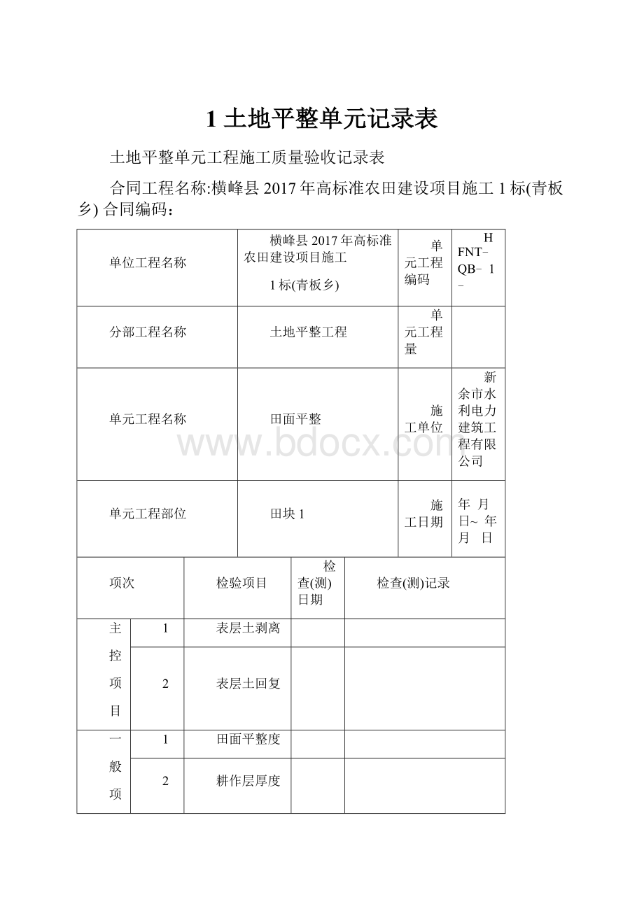 1 土地平整单元记录表Word文件下载.docx