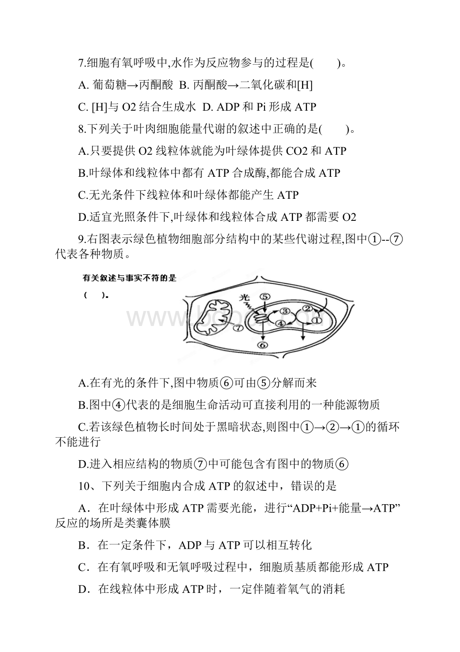 高一上学期期末考试 理科生物试题B卷 含答案.docx_第3页