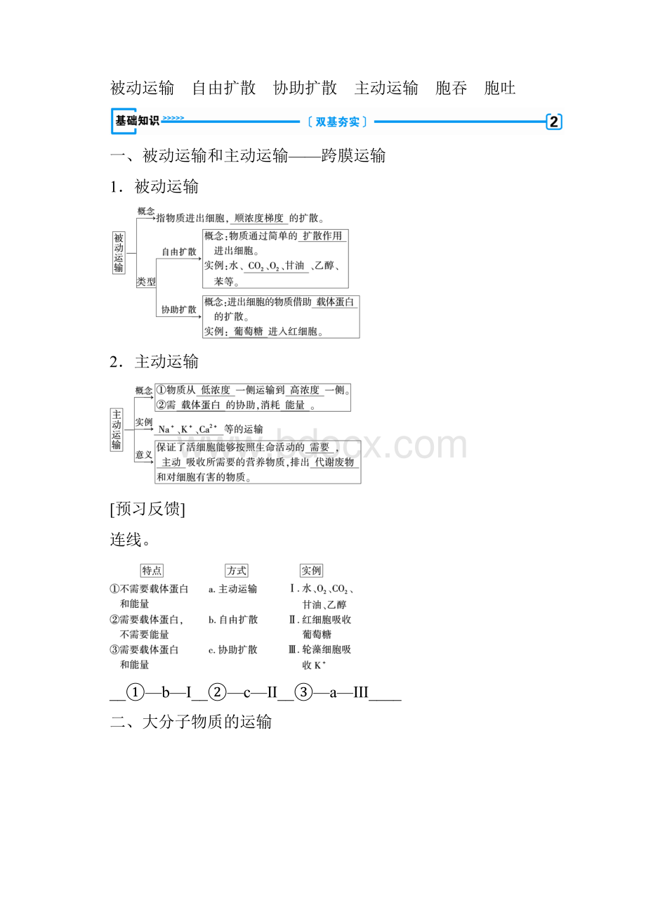 推荐学习秋高中生物第四章物质的输入和输出第3节物质跨膜运输的方式学案新人教版必修1.docx_第2页