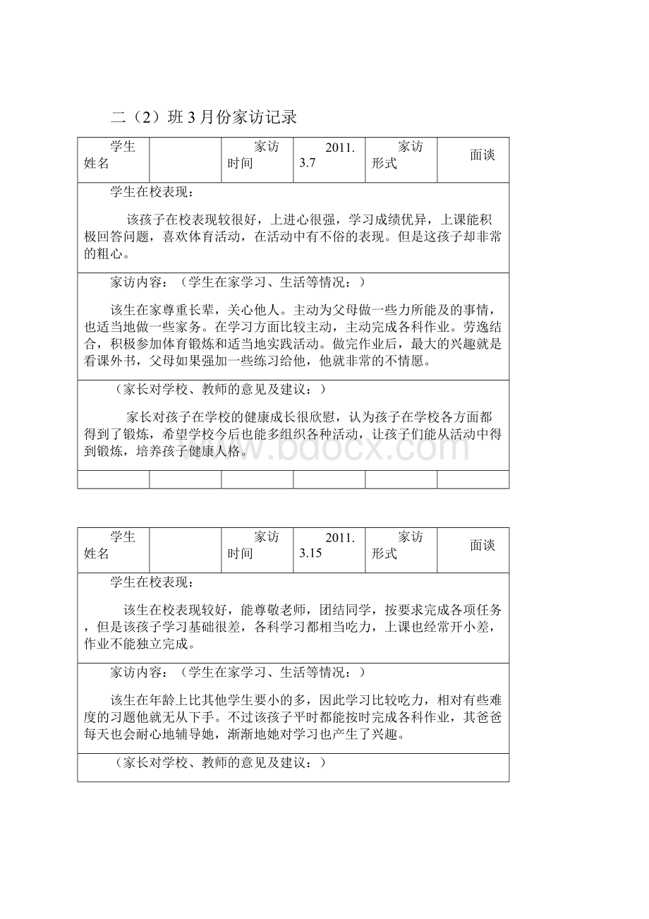 小学教师家访记录1 2Word格式文档下载.docx_第2页