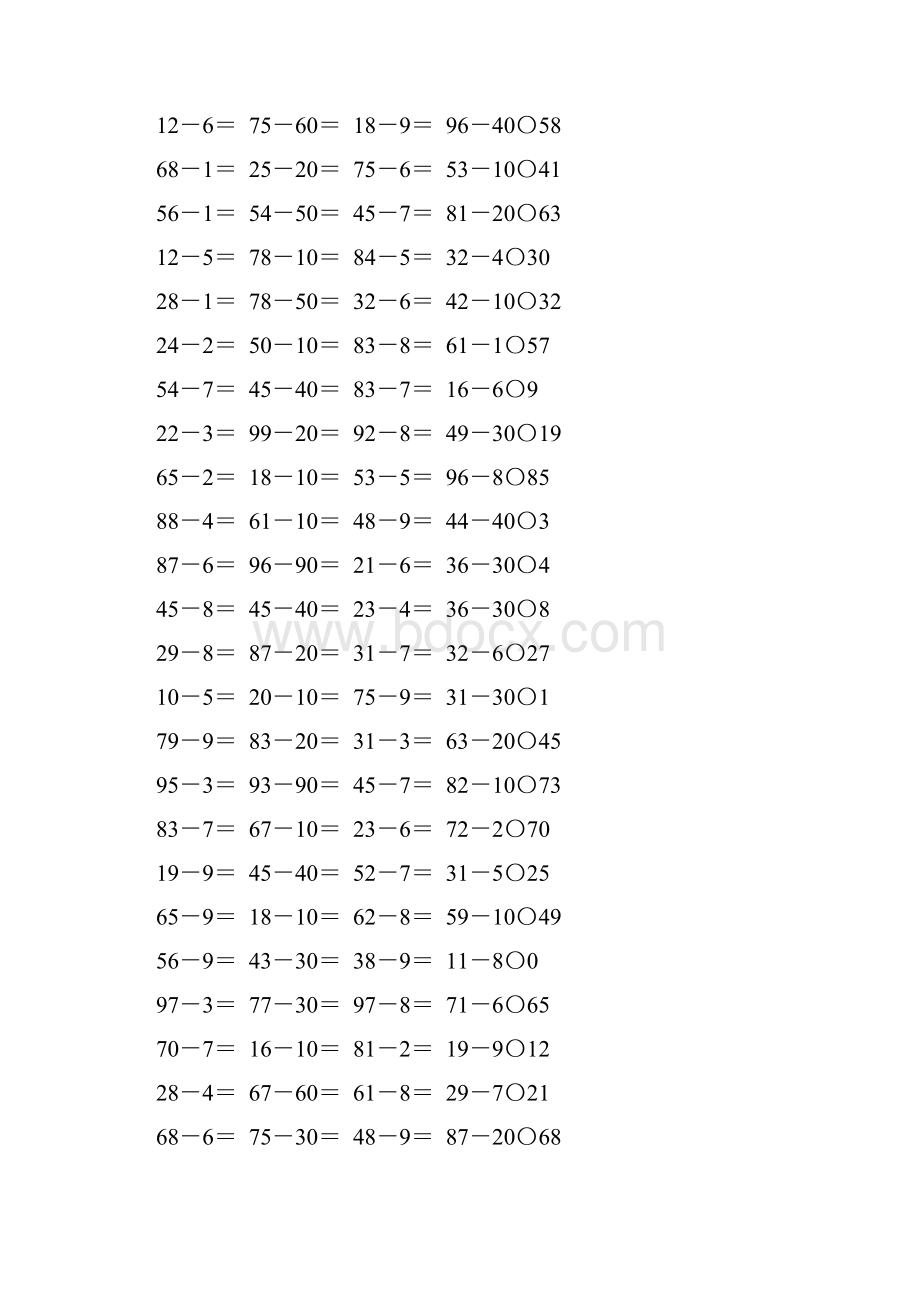 人教版一年级数学下册两位数减一位数整十数练习题68.docx_第3页