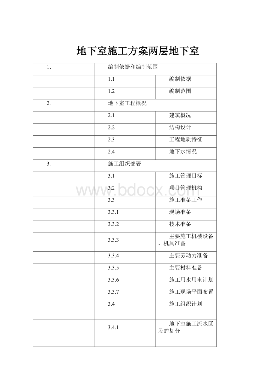 地下室施工方案两层地下室文档格式.docx