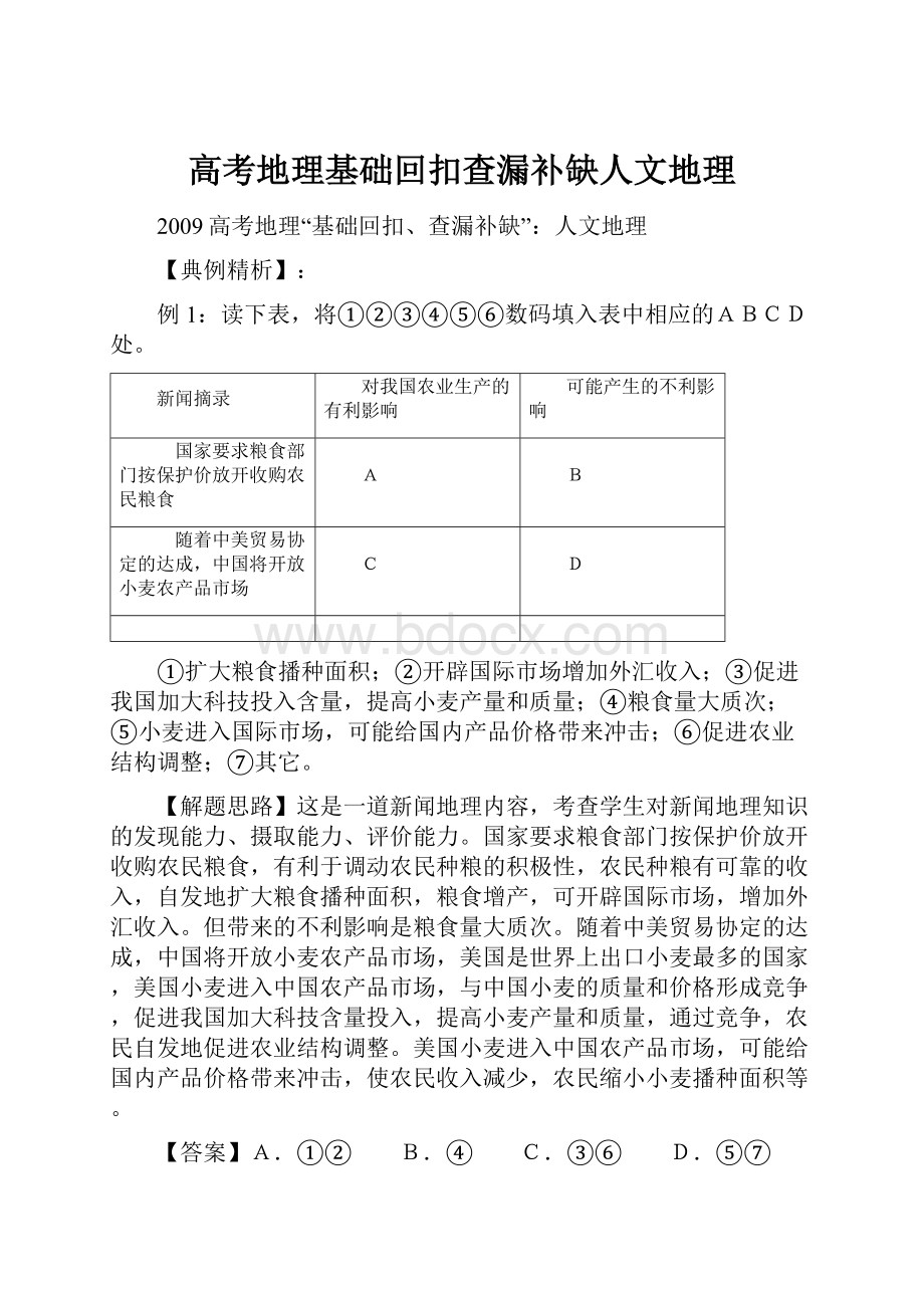 高考地理基础回扣查漏补缺人文地理.docx