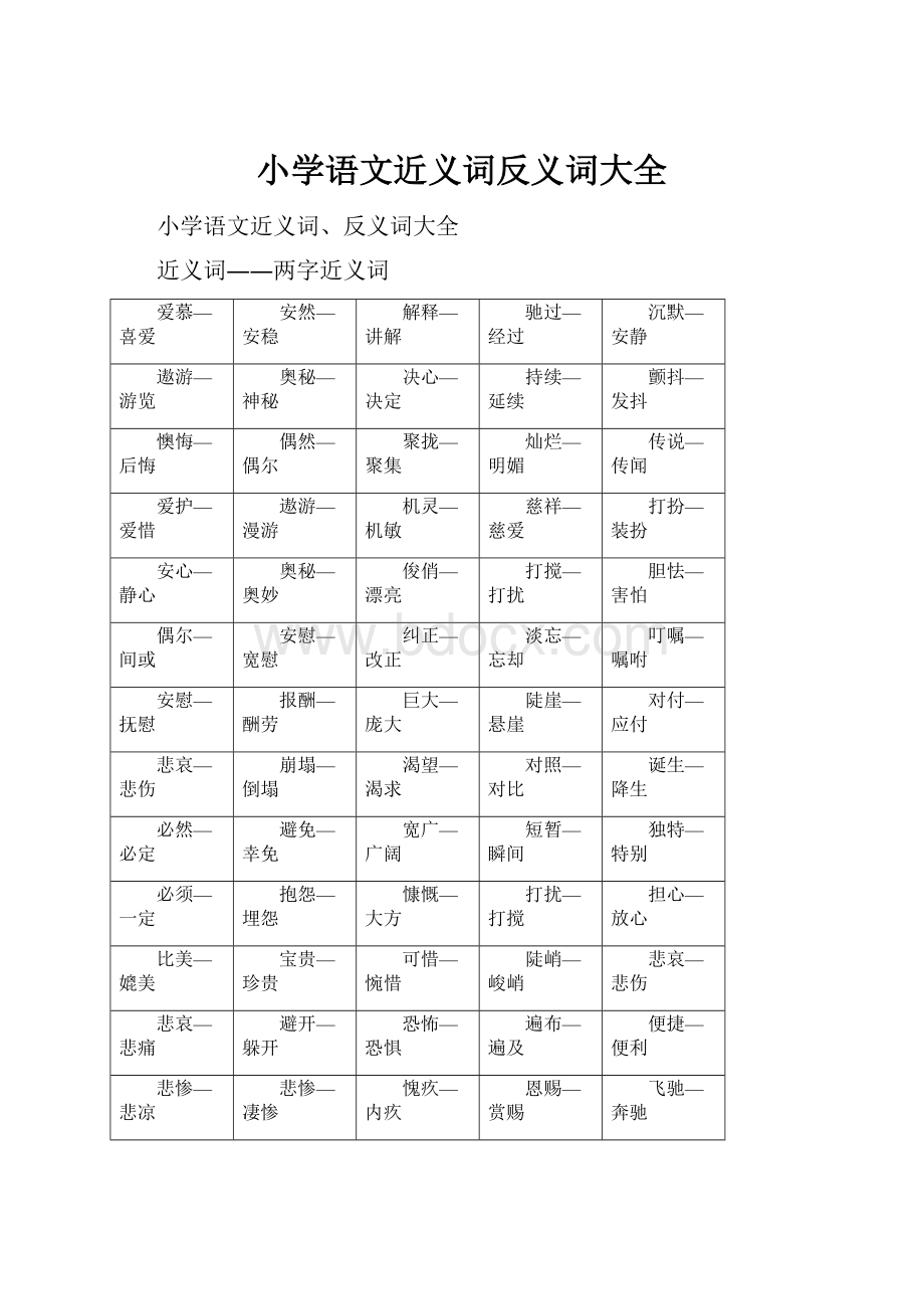 小学语文近义词反义词大全.docx_第1页