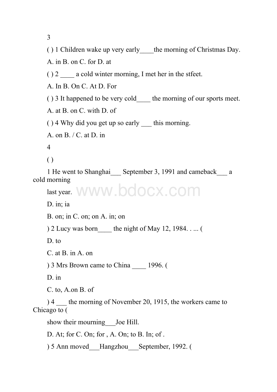 完整版初中英语介词选择题训练及答案.docx_第3页