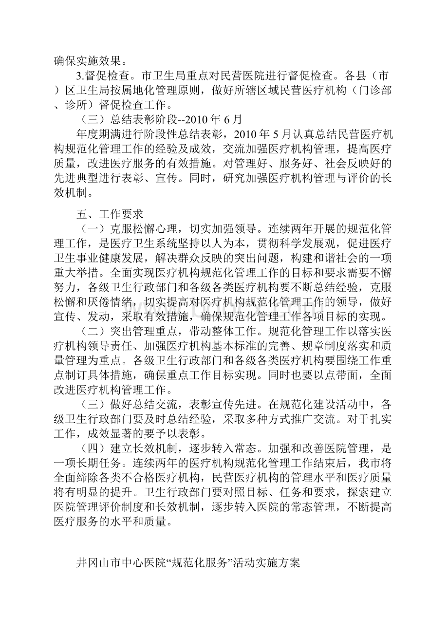 民营医疗机构规范化管理工作方案Word文档下载推荐.docx_第3页