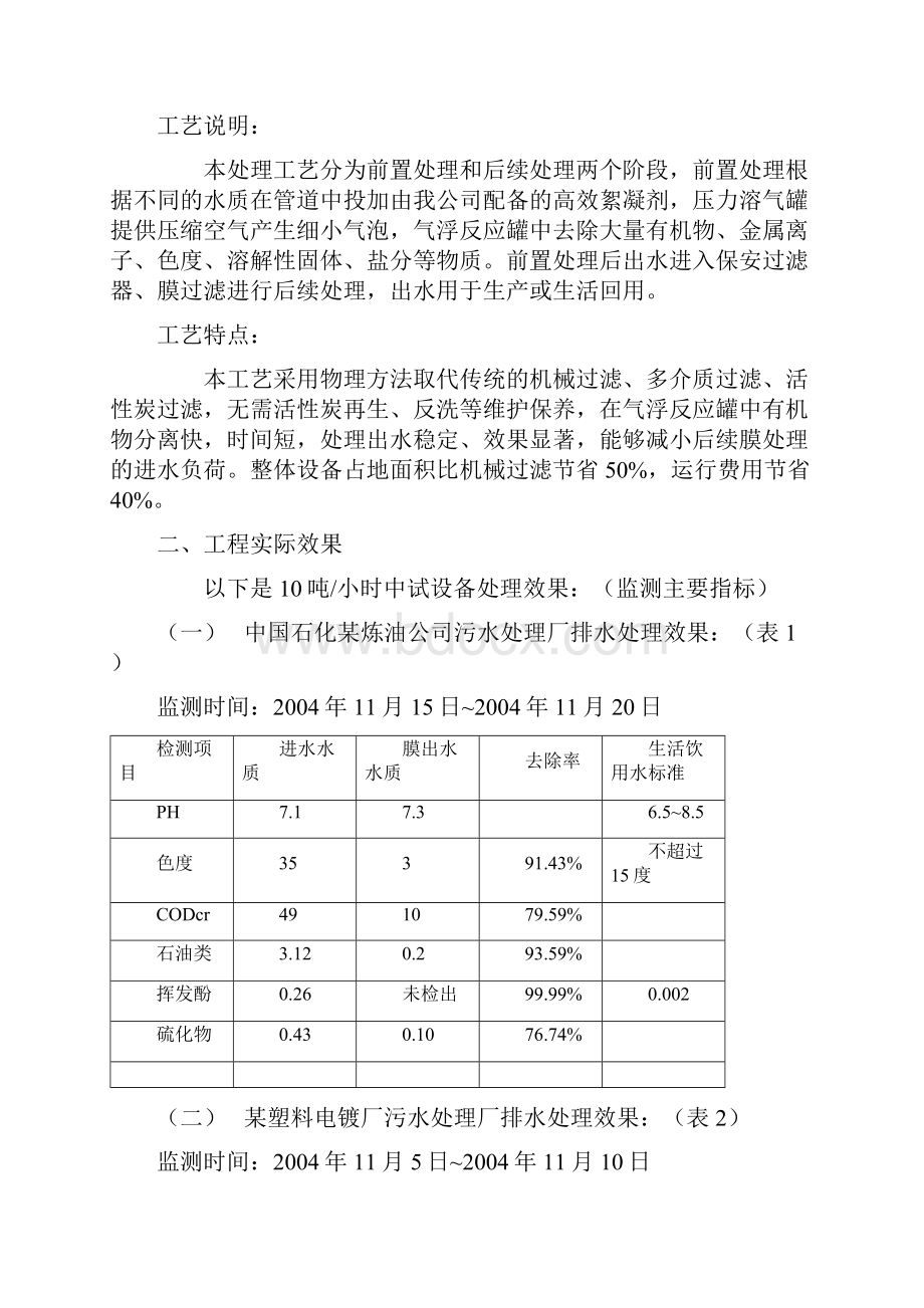 压力溶气气浮 低压膜工艺在中水回用中的应用文档格式.docx_第2页