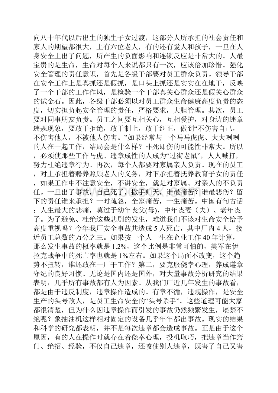 在厂安全工作总结会上的讲话多篇.docx_第3页