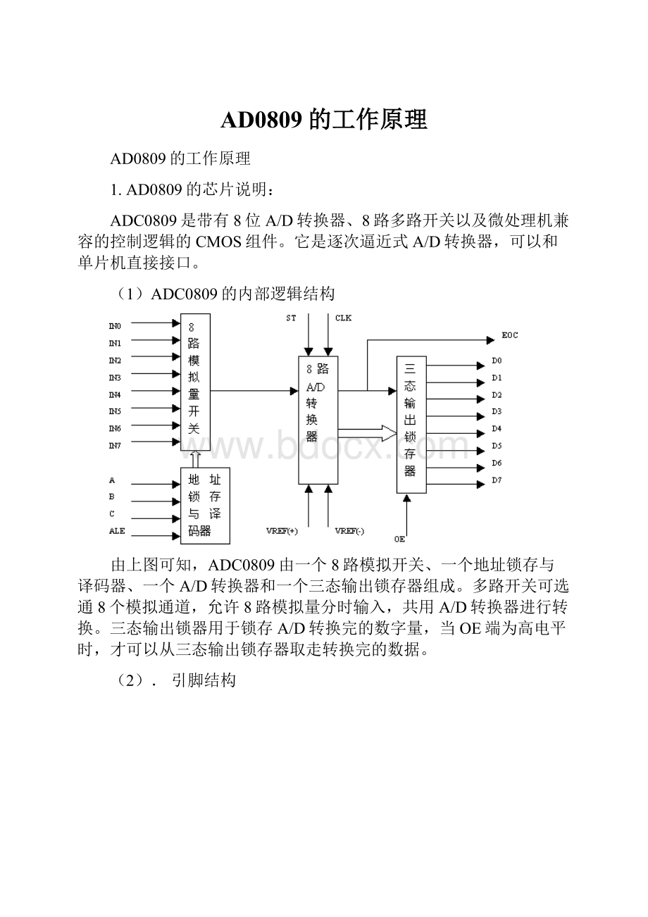 AD0809的工作原理Word文档格式.docx_第1页