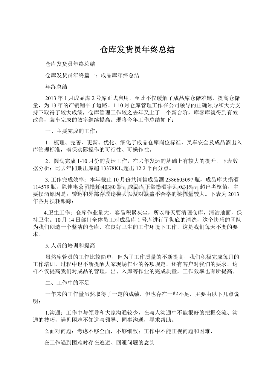 仓库发货员年终总结Word文档格式.docx_第1页