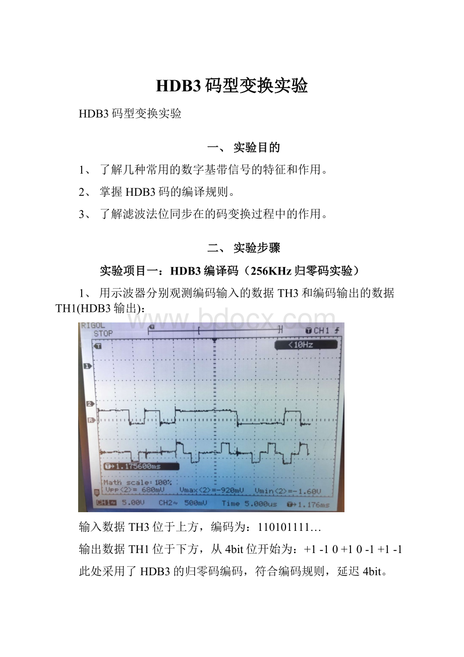 HDB3码型变换实验.docx