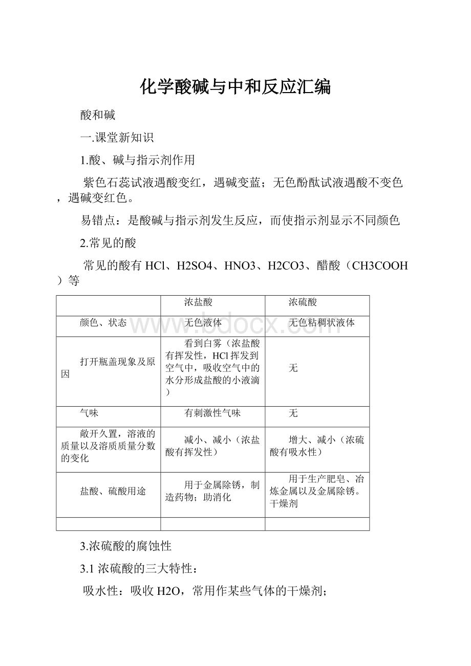 化学酸碱与中和反应汇编Word格式文档下载.docx