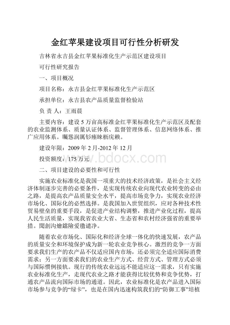 金红苹果建设项目可行性分析研发.docx