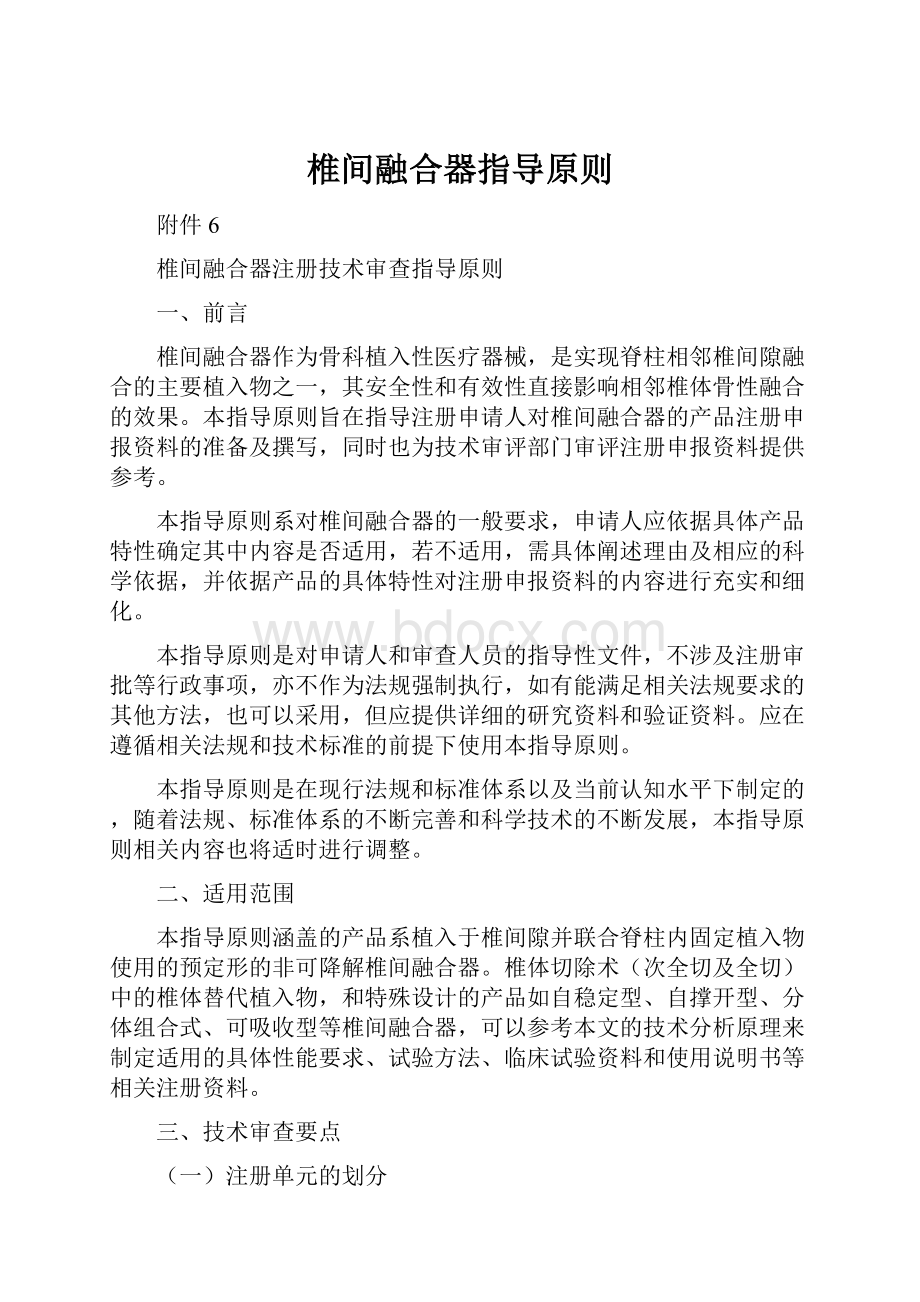 椎间融合器指导原则文档格式.docx