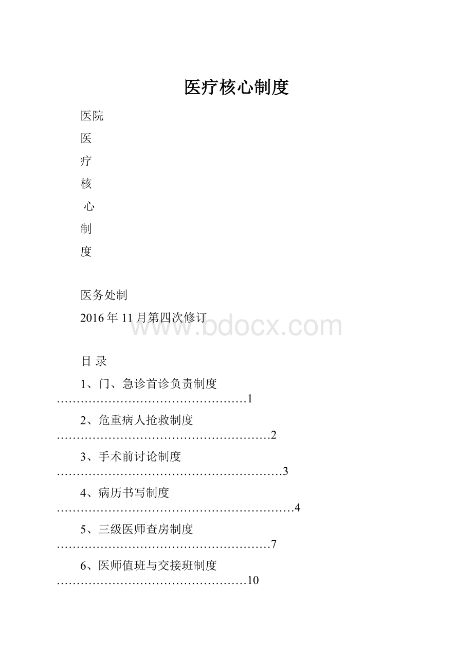 医疗核心制度Word文档格式.docx