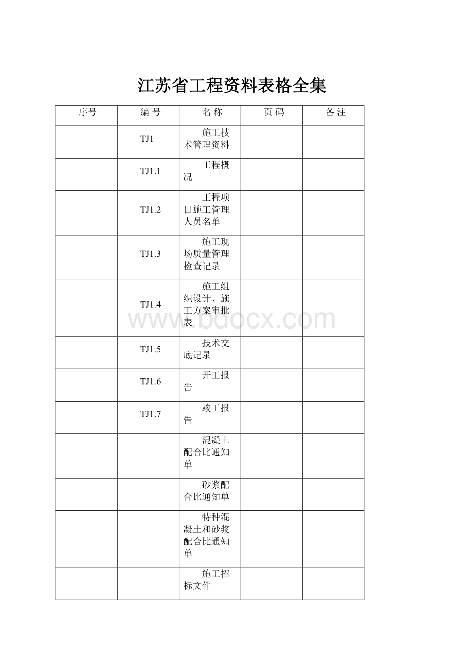 江苏省工程资料表格全集.docx_第1页