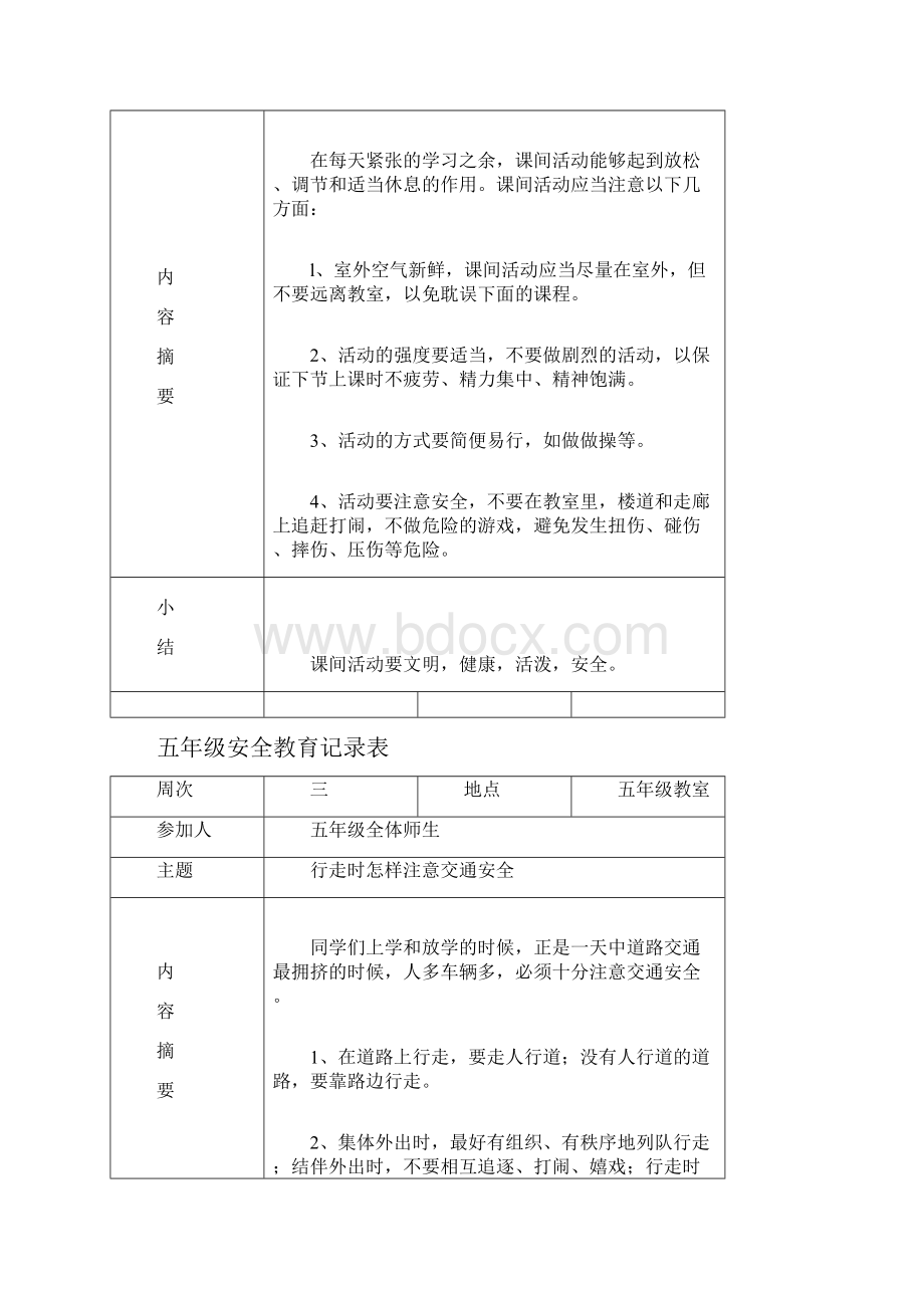 五年级安全教育记录Word格式文档下载.docx_第2页