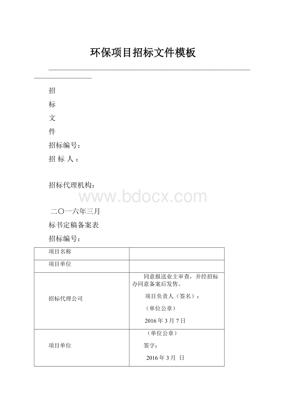 环保项目招标文件模板Word格式.docx