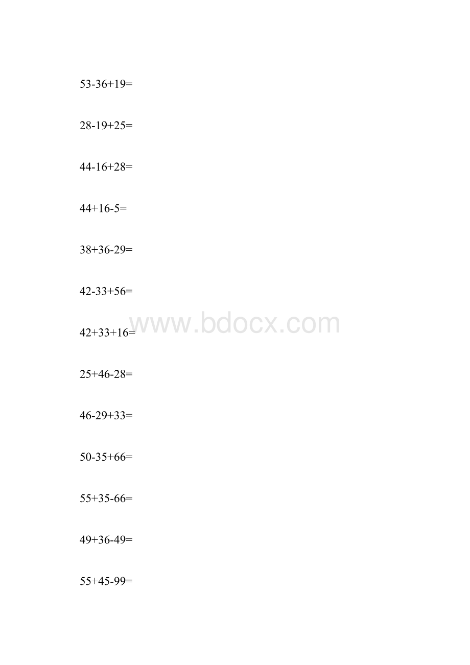 小学一年级下册100以内两位数混加混减计算题.docx_第2页