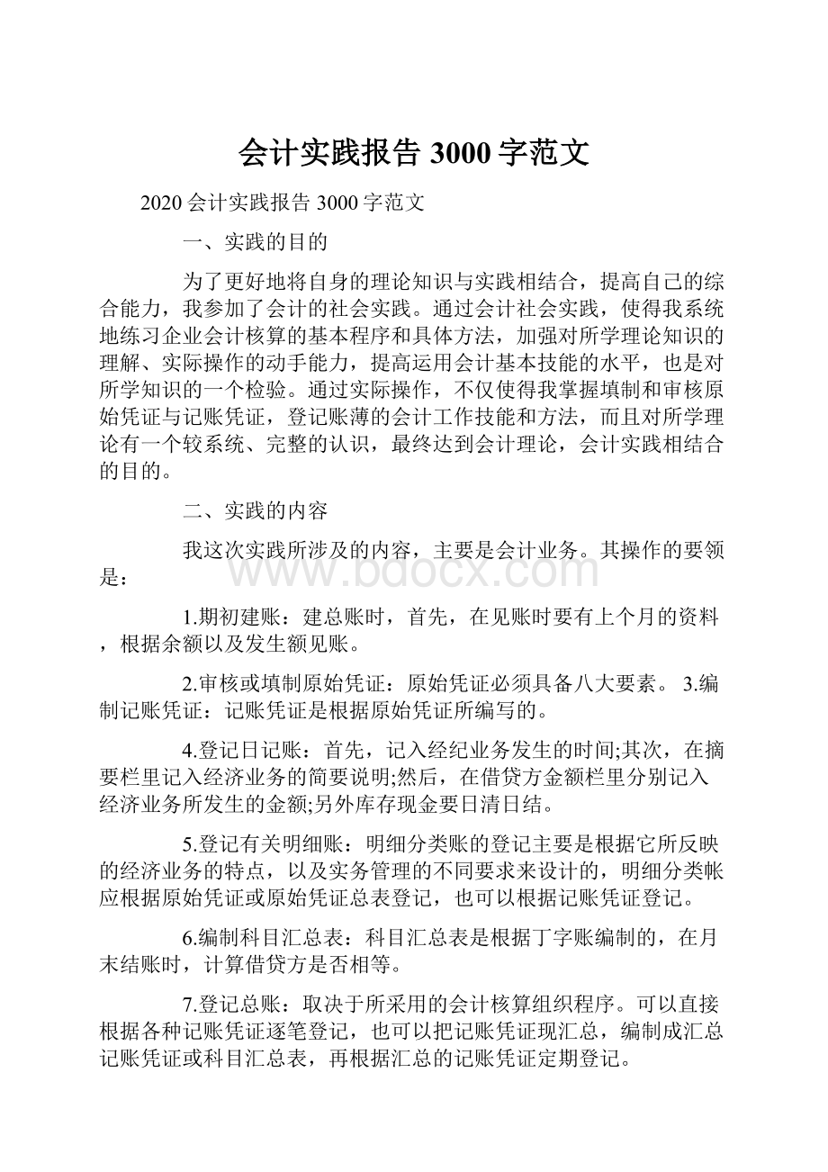 会计实践报告3000字范文.docx_第1页