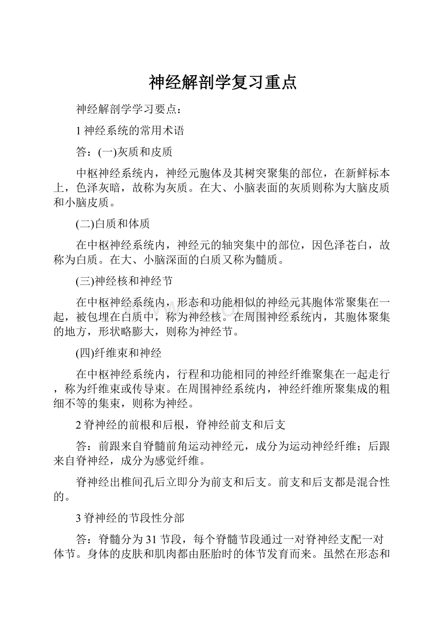 神经解剖学复习重点Word文档下载推荐.docx_第1页