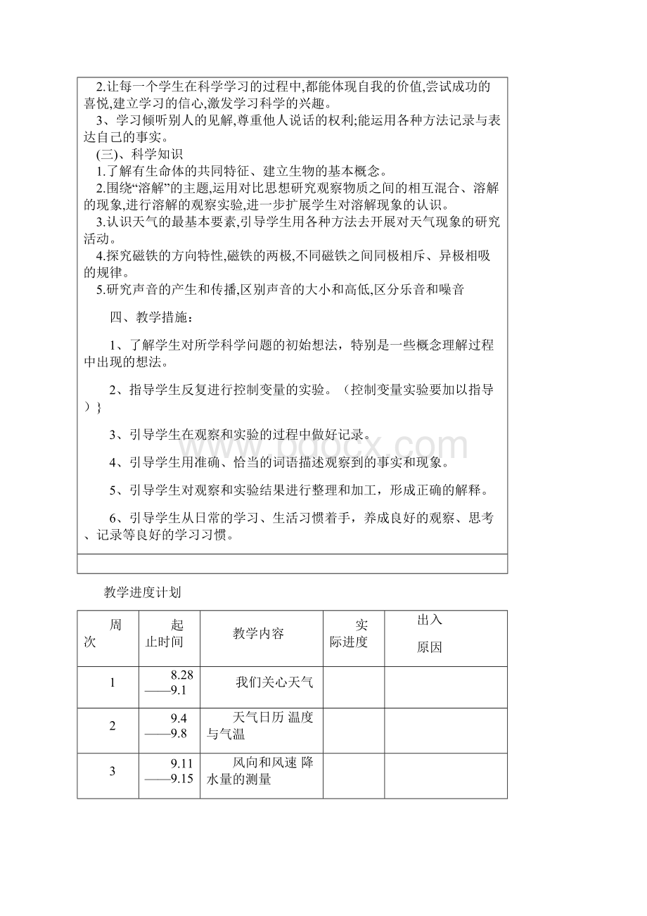 小学四年级上册科学教案 全册精编版.docx_第2页