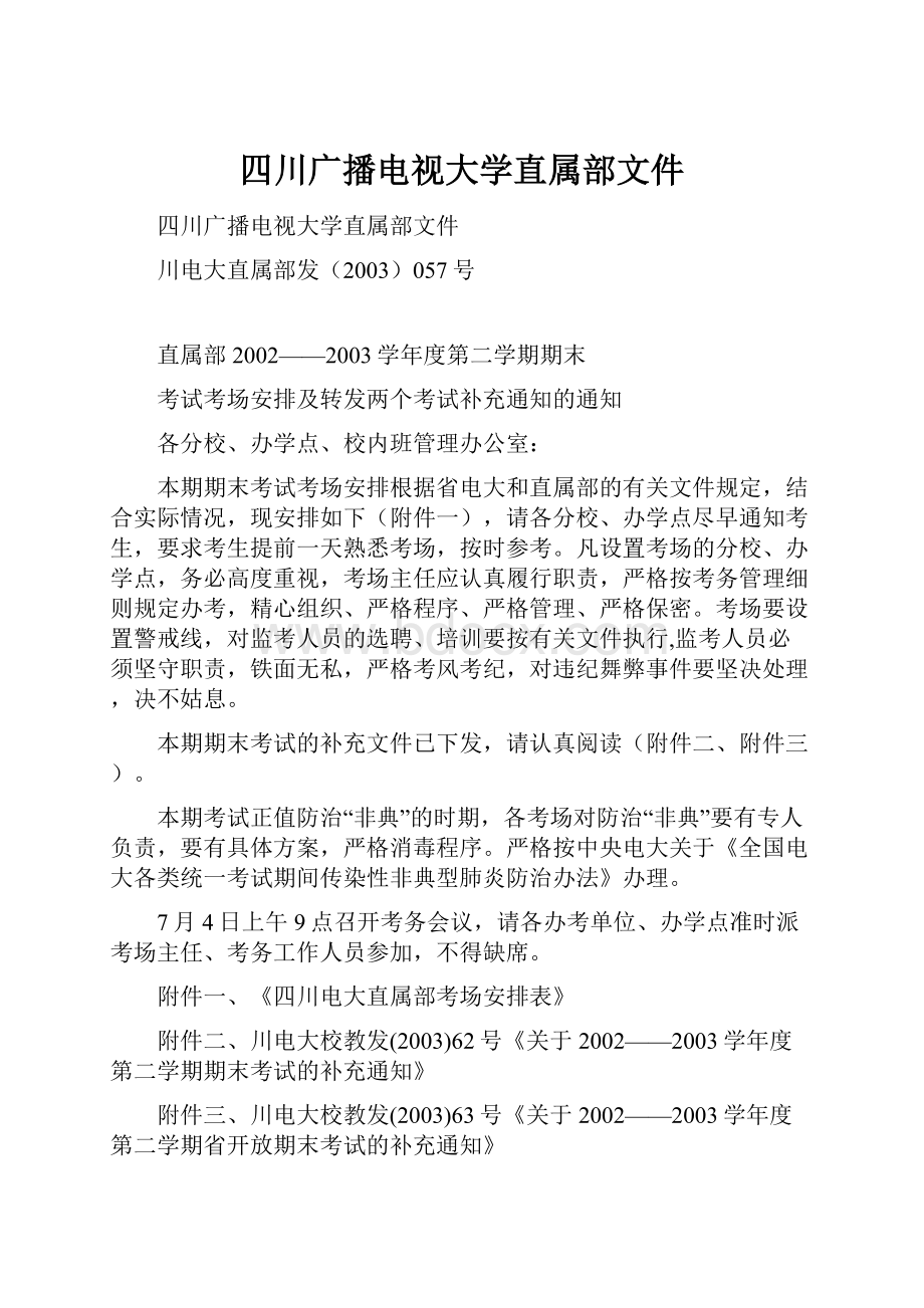 四川广播电视大学直属部文件Word文件下载.docx