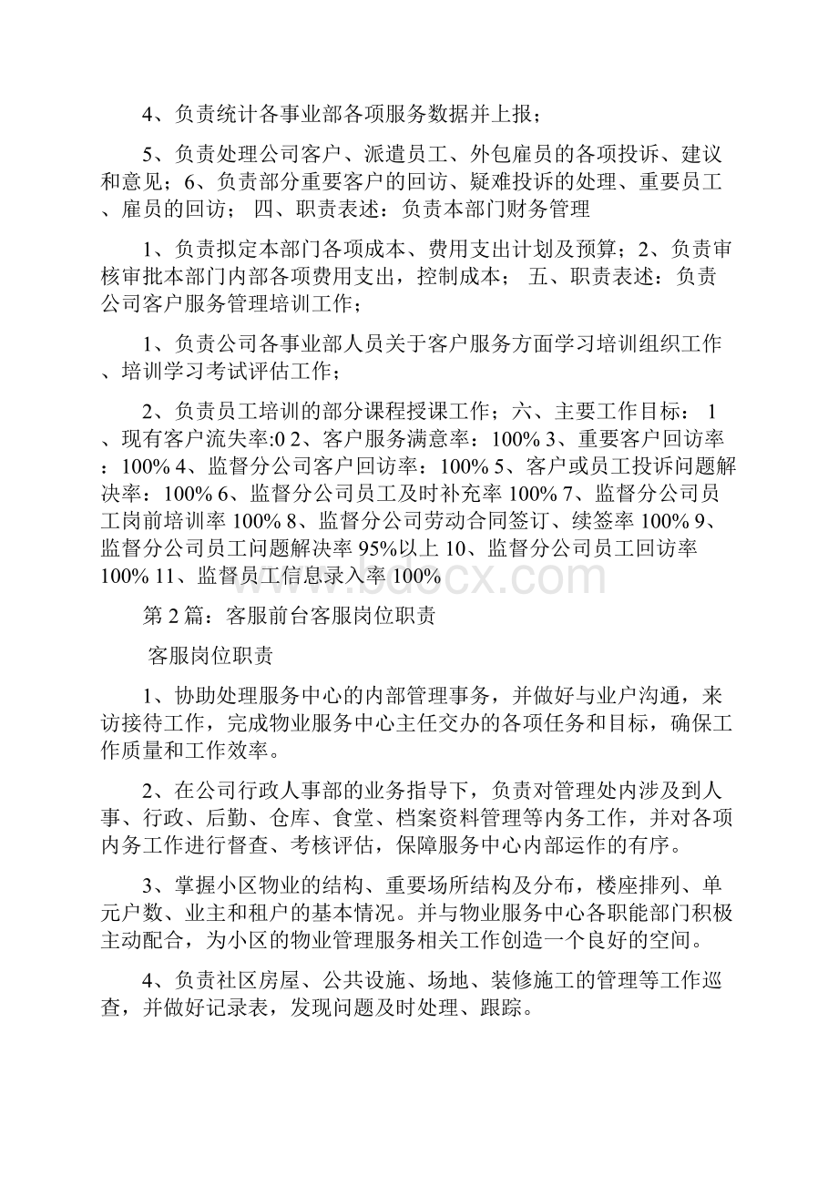 美容行业客服总监岗位职责权限多篇Word文档下载推荐.docx_第2页