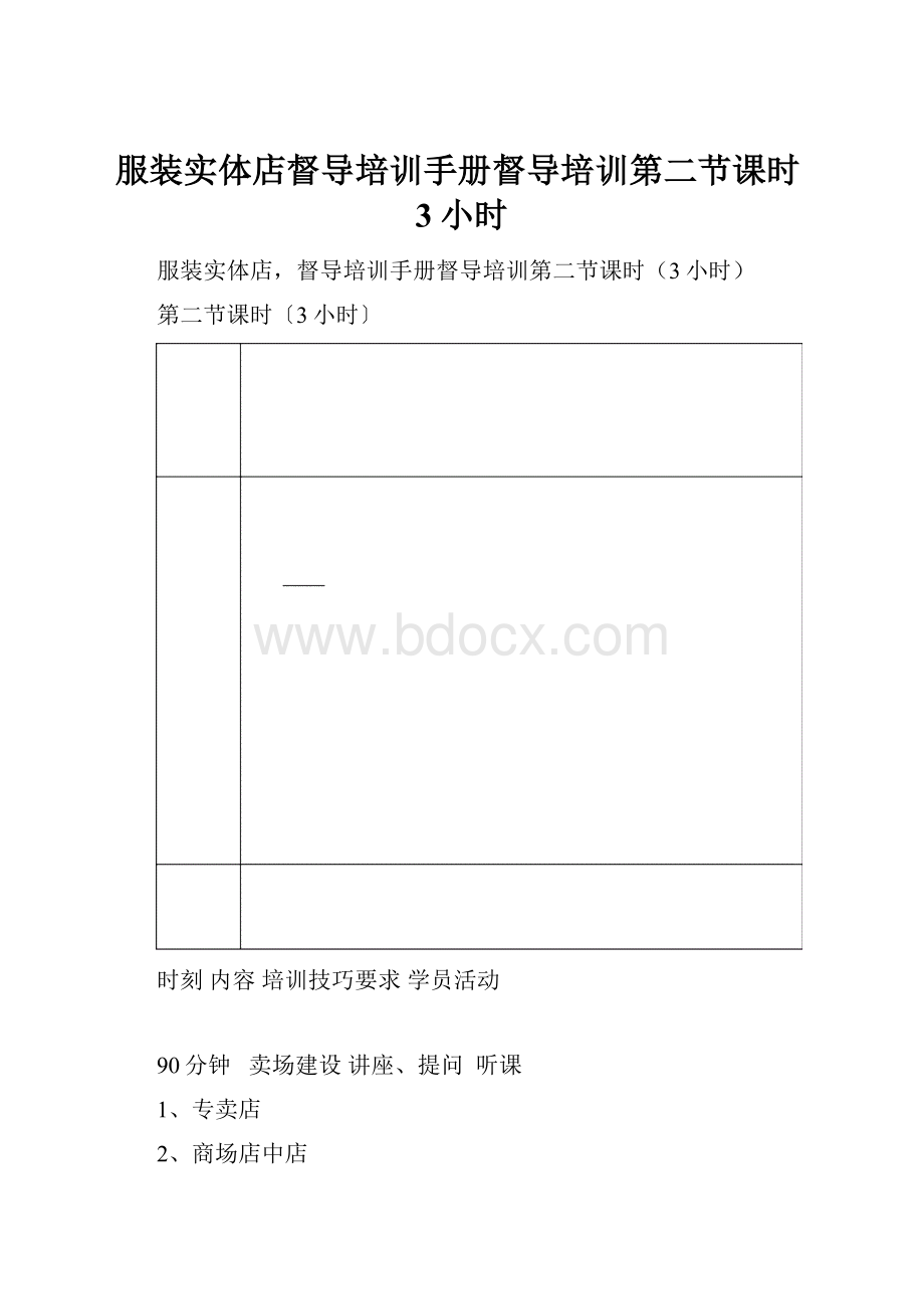 服装实体店督导培训手册督导培训第二节课时3小时Word格式.docx_第1页