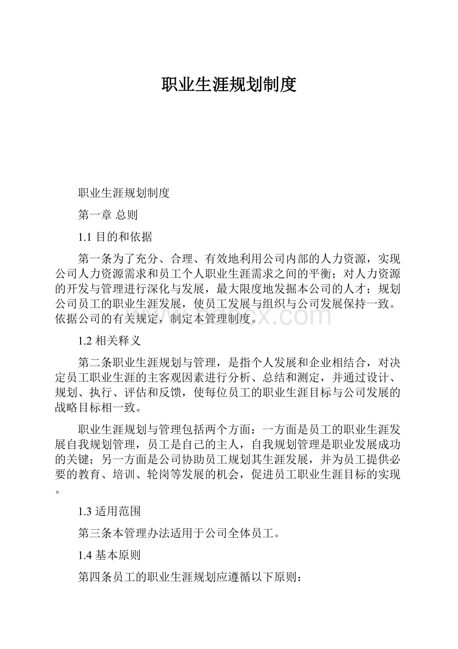 职业生涯规划制度文档格式.docx