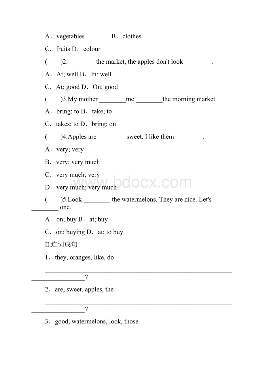 七年级英语上册Unit4AttheMarket课时分层训练新版冀教版45Word文件下载.docx_第2页