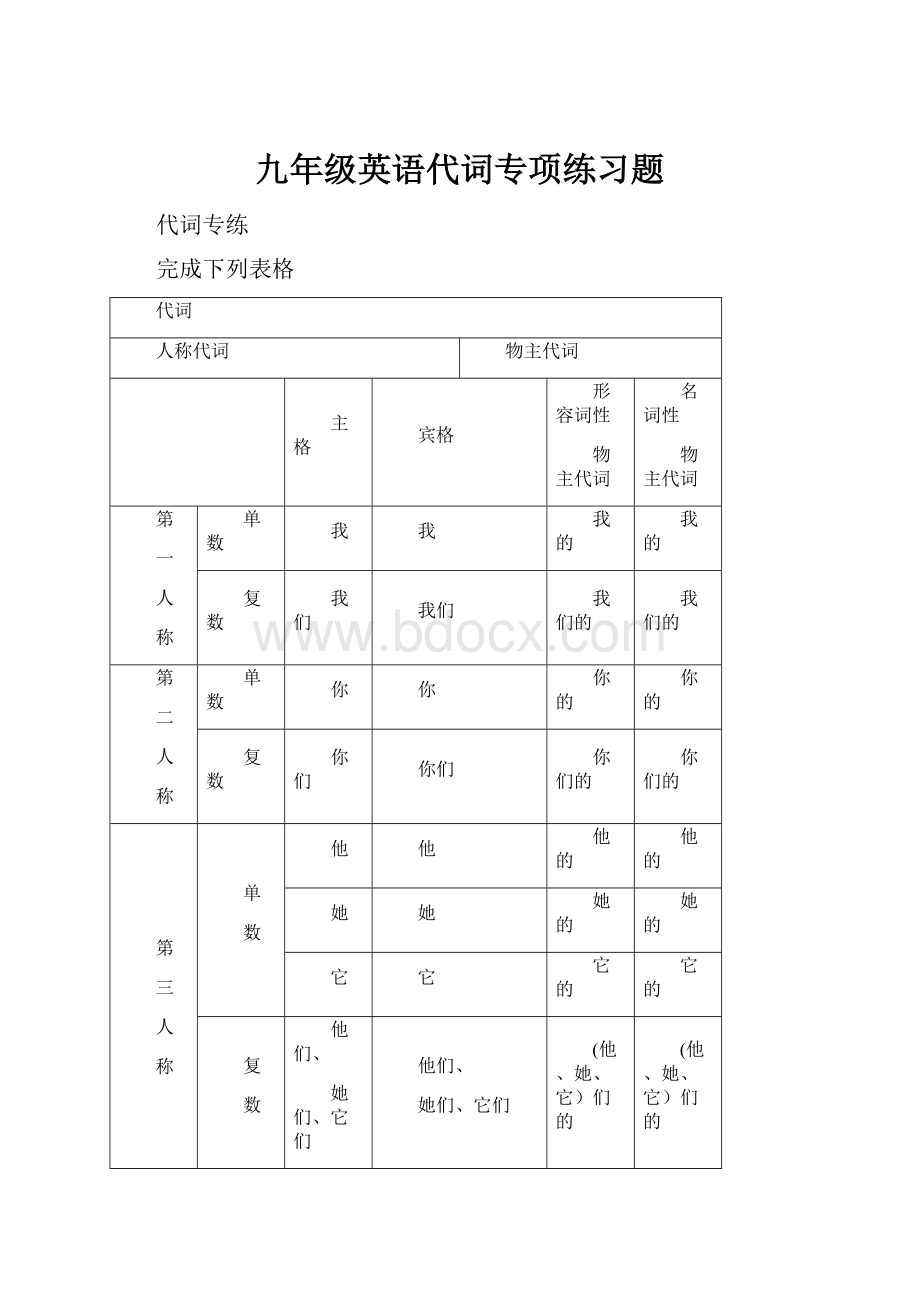 九年级英语代词专项练习题文档格式.docx_第1页