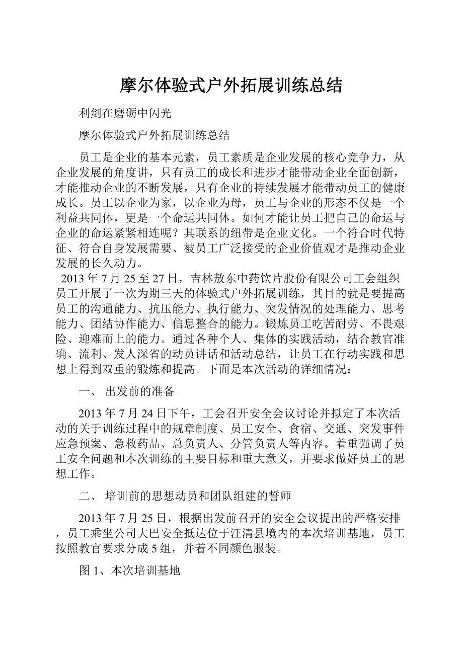 摩尔体验式户外拓展训练总结Word文档下载推荐.docx_第1页