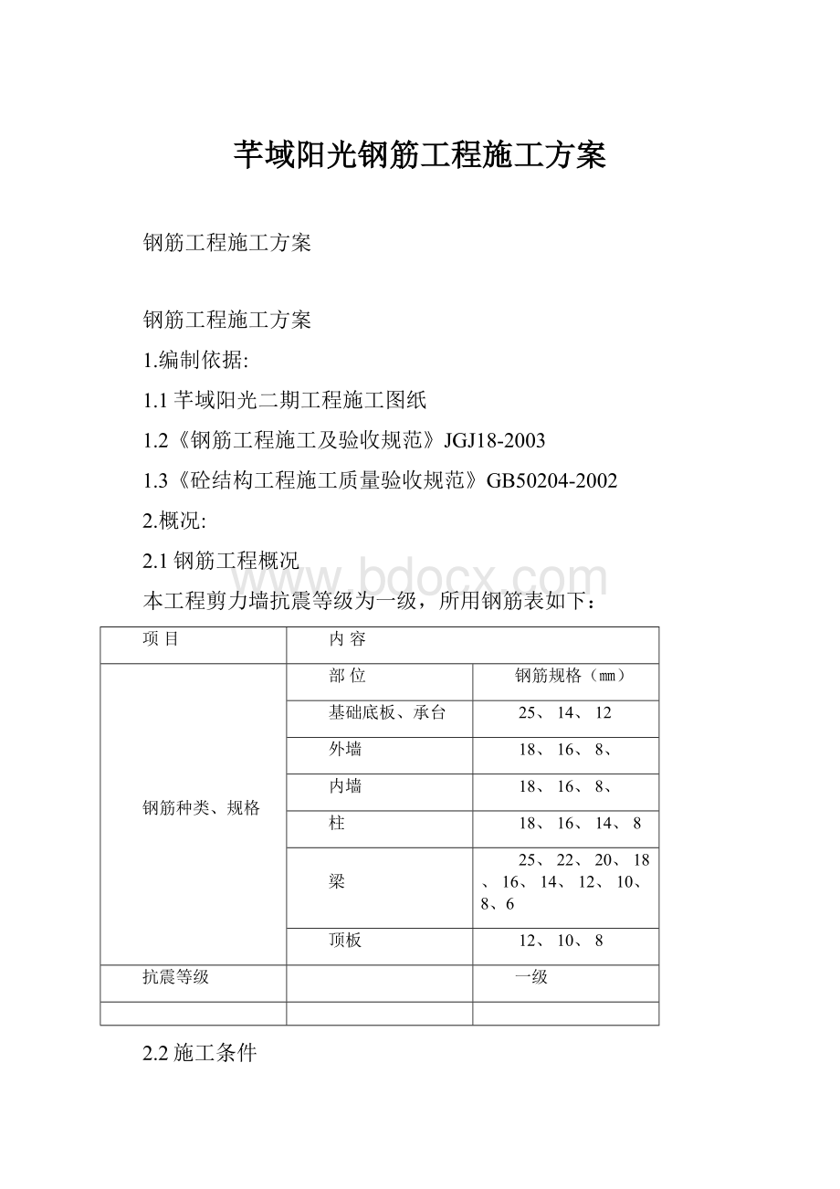 芊域阳光钢筋工程施工方案.docx