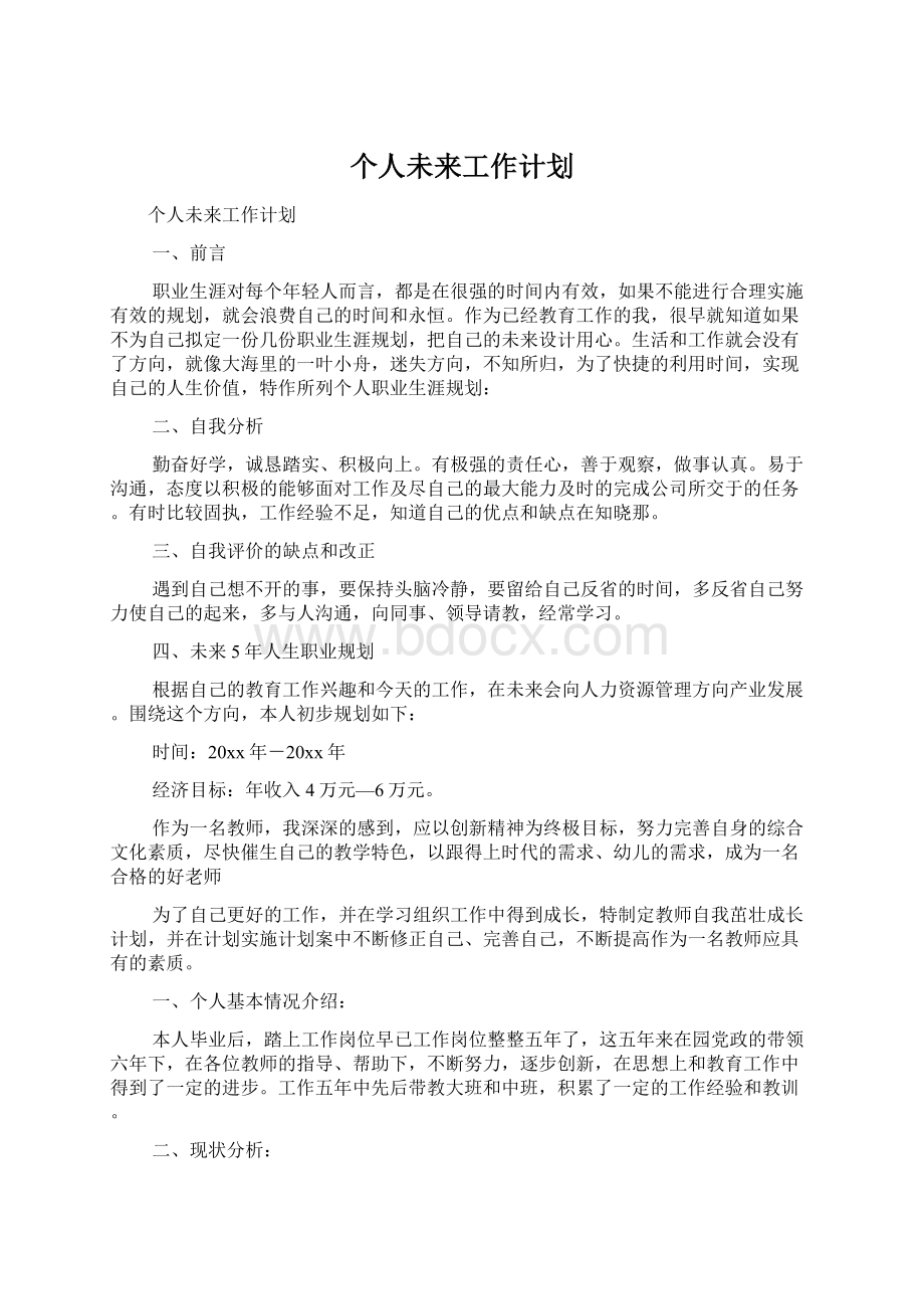 个人未来工作计划.docx_第1页