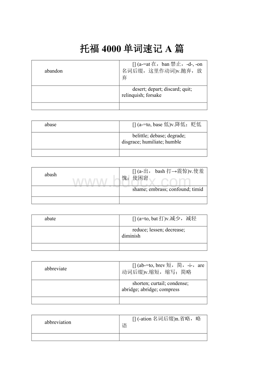 托福4000单词速记 A 篇Word文档格式.docx