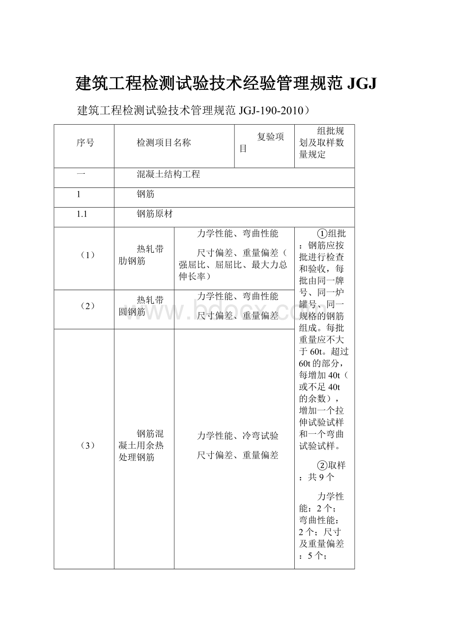 建筑工程检测试验技术经验管理规范JGJWord下载.docx