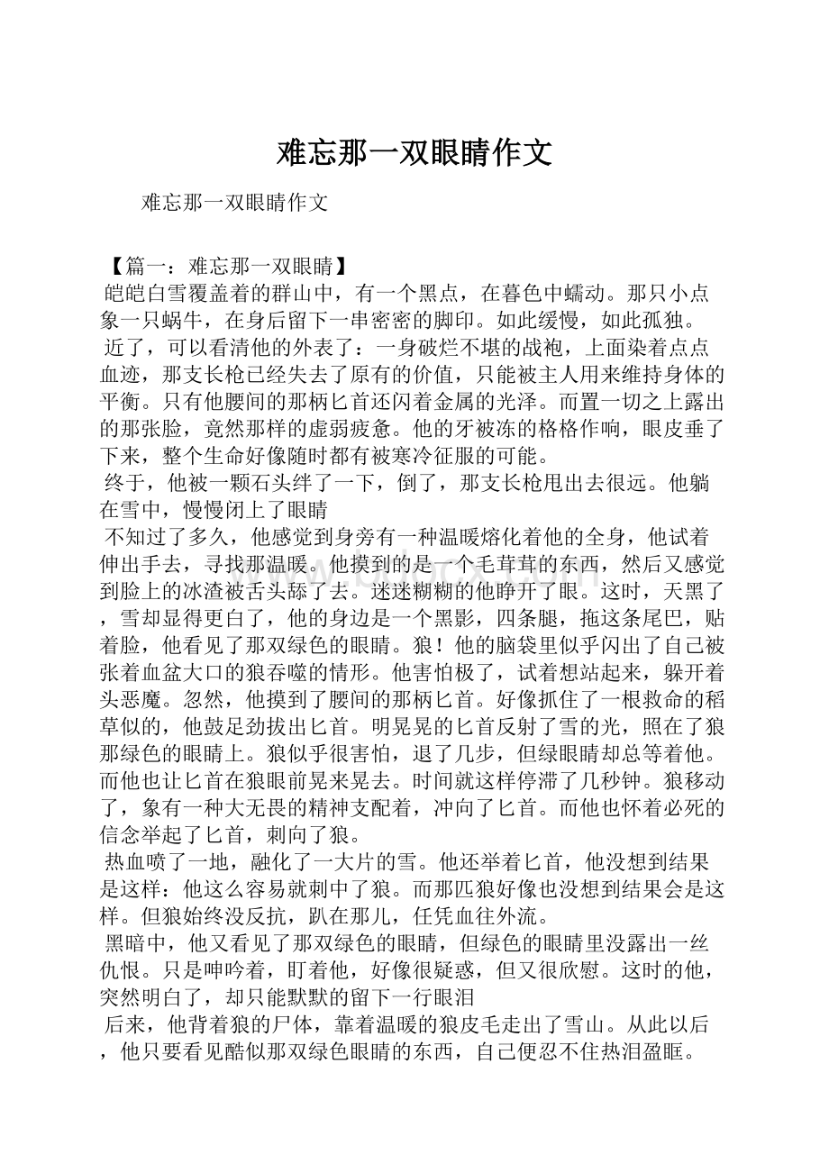 难忘那一双眼睛作文.docx