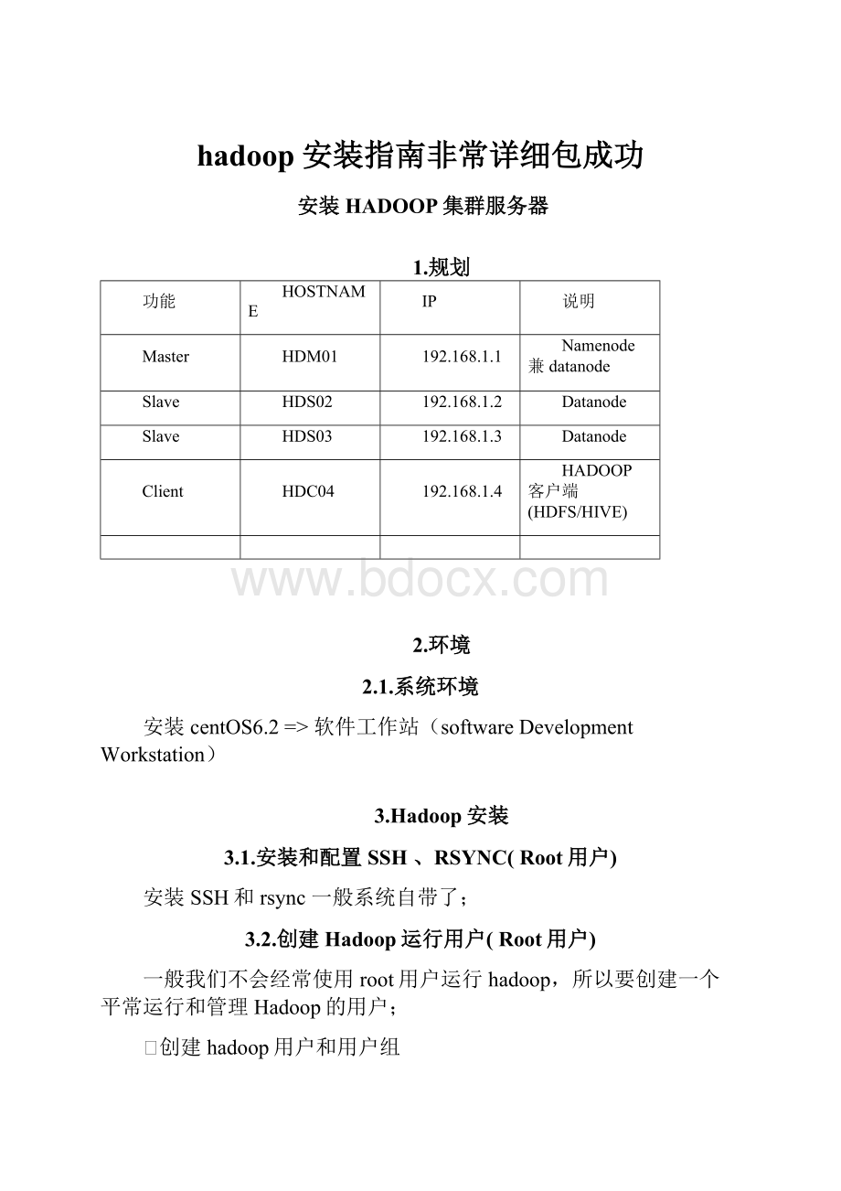 hadoop安装指南非常详细包成功.docx