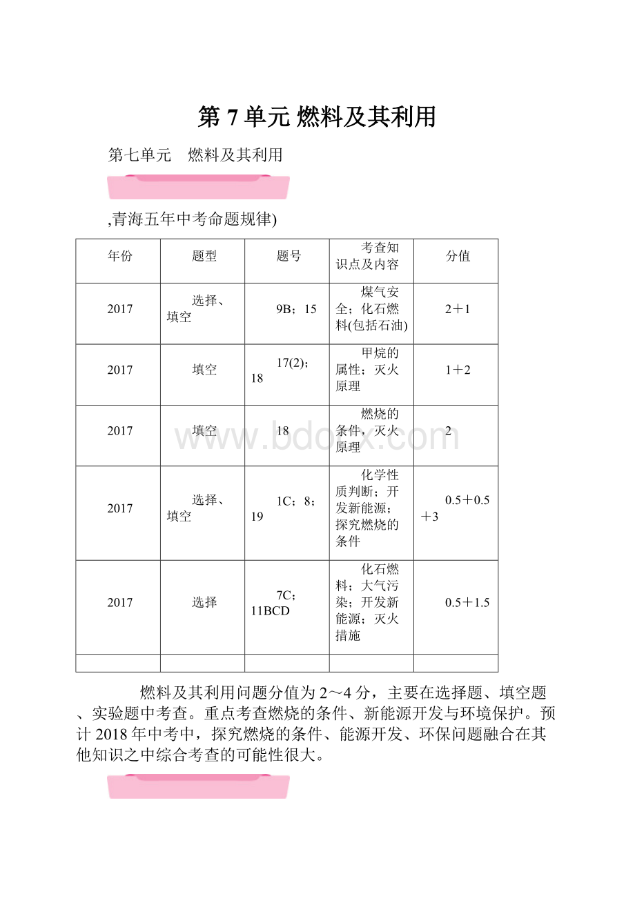 第7单元 燃料及其利用Word格式.docx_第1页