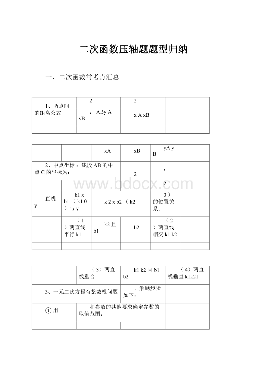 二次函数压轴题题型归纳Word文档下载推荐.docx_第1页