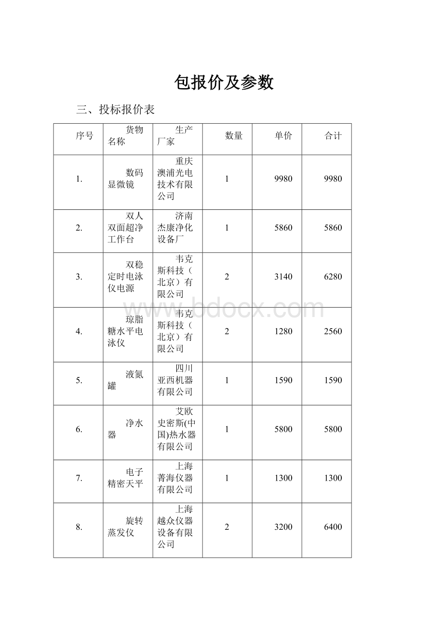 包报价及参数.docx