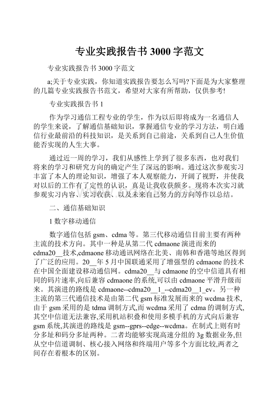 专业实践报告书3000字范文Word文件下载.docx