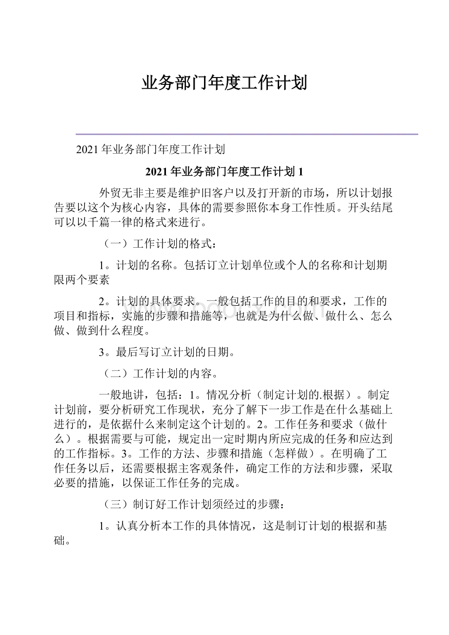 业务部门年度工作计划.docx