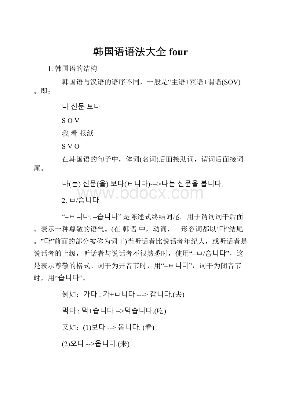 韩国语语法大全 fourWord格式文档下载.docx_第1页