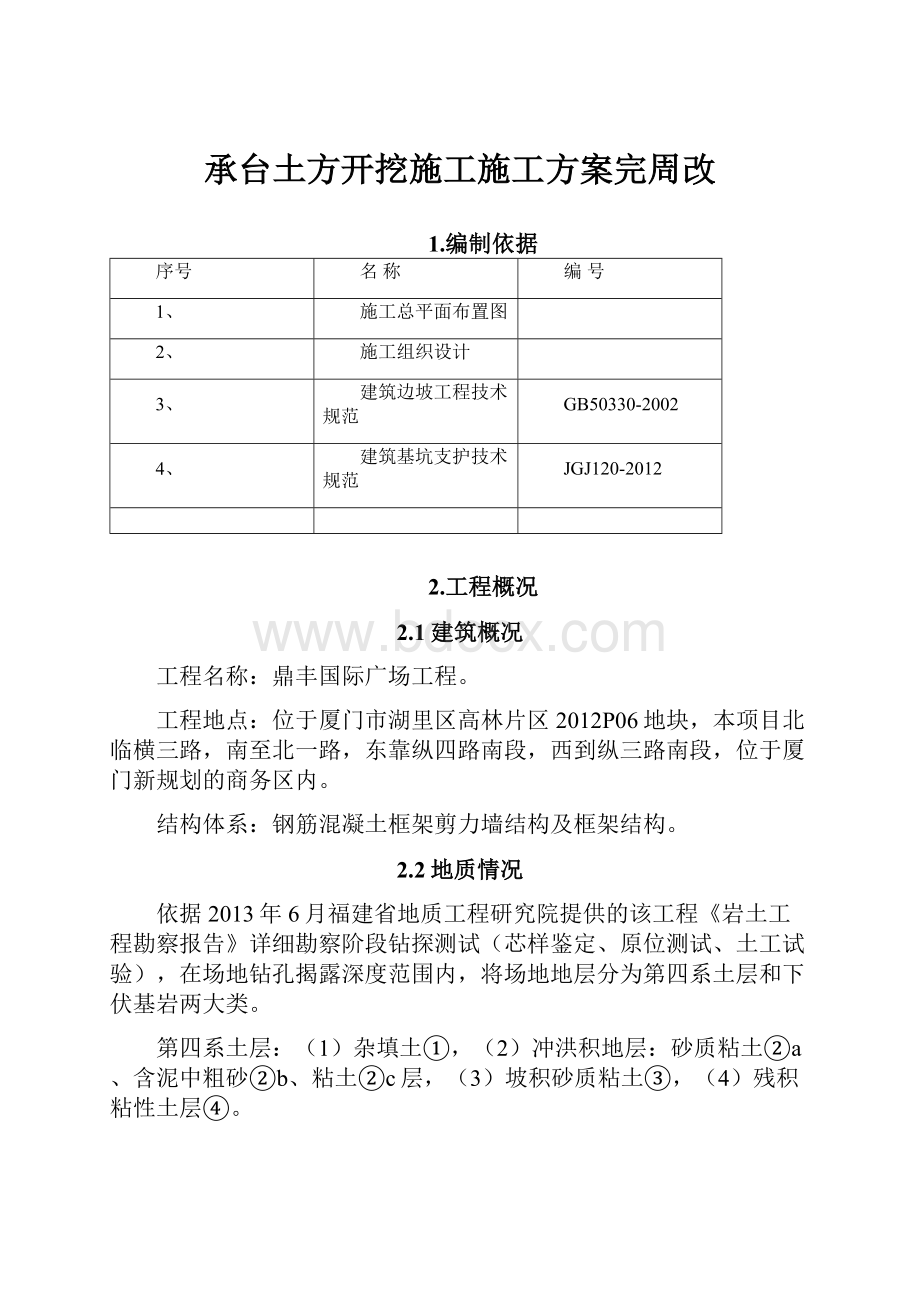 承台土方开挖施工施工方案完周改.docx_第1页